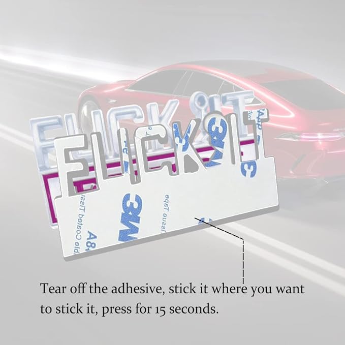 Fuck IT Edition Emblem, Car Exterior Emblems Badge 3D Sticker Decal, Fuck-IT Edition Emblem 3D Fender Badge Decal, 3D Fender Badge Decal Car Truck Replacement, Fit for All Cars (Sliver Purple)