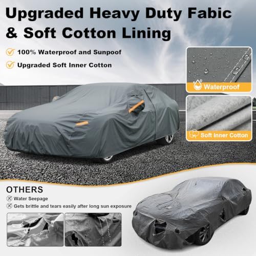 GUNHYI Premium Car Cover Custom Fit Infiniti Q50 Sedan (2013-2026), 16 Layers Heavy Duty Car Cover Waterproof All Weather with Zipper Door for Sun Rain Snow Dust Uv Protection