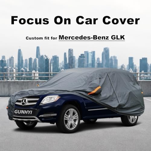 GUNHYI Premium Car Cover Custom Fit Mercedes-Benz GLK, 16 Layers Heavy Duty Car Cover Waterproof All Weather with Zipper Door for Sun Rain Snow Dust Uv Protection