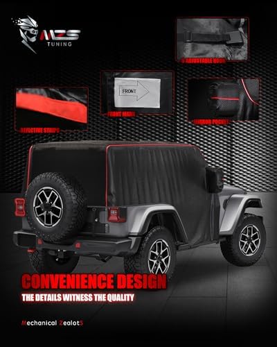 MZS 600D Waterproof Outdoor Cab Cover for Wrangler JK JL 2 Door 2007-2026