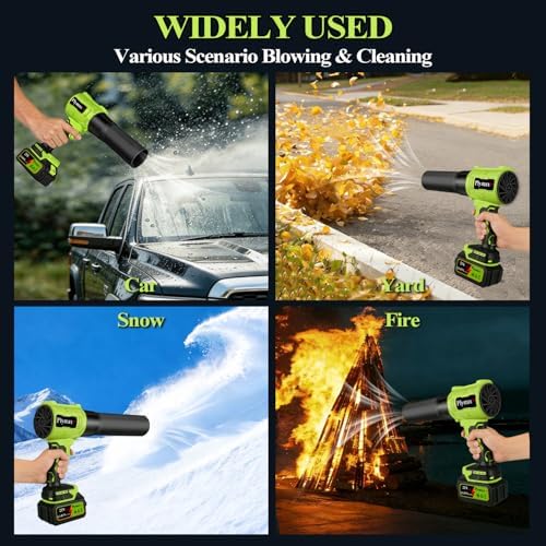 Cordless Leaf Blower, 800,000 RPM Electric Handheld Blower, Leaf Blower Cordless with 2×4.0Ah Batteries & Charger,Snow Blowers with 2-Nozzles for Patio,Lawn Care,Dust,Snow & Car Drying
