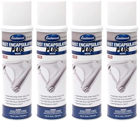 Eastwood Matte White Rust Encapsulator Plus | Long Lasting Durable Finish 1 Coat Automotive Maximum Rust Protection | Heat Resistance up to 350 Degrees F | 16 oz. Aerosol | 4 Pack