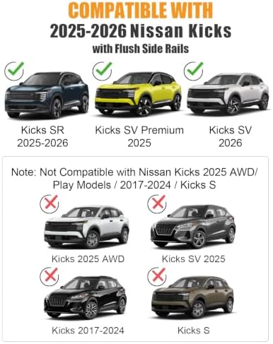 KINGGERI 300lbs Lockable Roof Rack Cross Bars for 2025 2026 Nissan Kicks