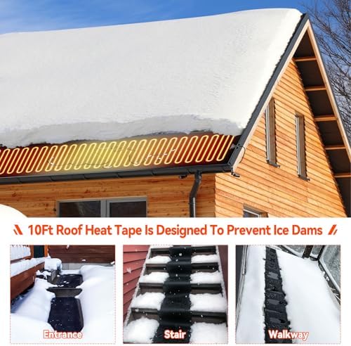 Heated Snow Melting Mat, 118.2inch*14inch Snow and Ice Melting Mats Roof and Valley Heater Ice Dam Prevention Heated Outdoor Pad Non-Slip Rubber Heated Mats for Walkways Winter Snow Removal