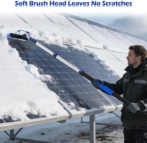 35 FT Reach Solar Panel Cleaning Brush Kit with Telescopic Pole