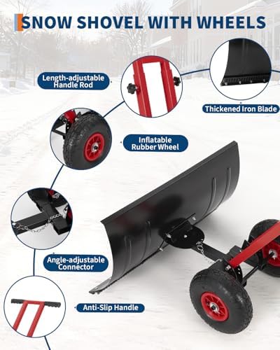 GarveeTech 29x16.5 in Snow Shovel with 7-Position Angled Blade