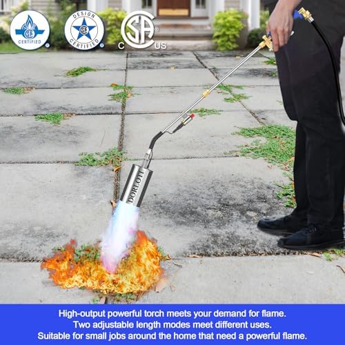 Propane Torch Weed Burner Kit with Long/Short Mode &12.5FT Hose for Weeding