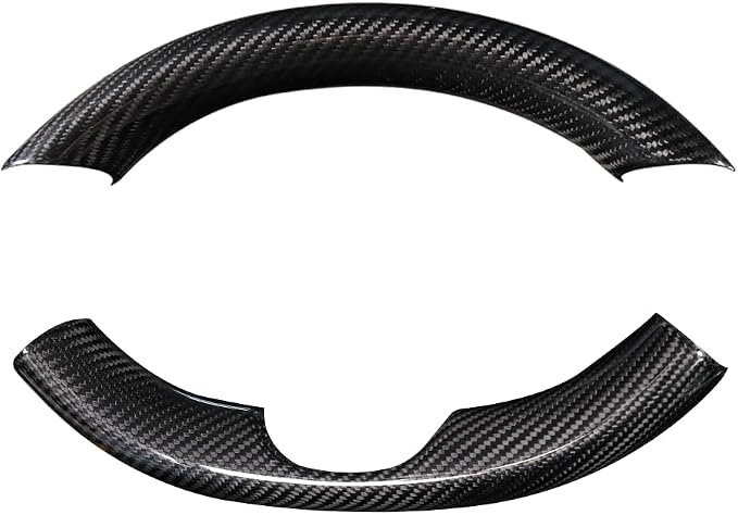 JSWAN Real Carbon Fiber Steering Wheel Cover for Tesla Model 3 2017 to 2023 Model Y 2020 to 2024 Steering Wheel Cover Steering Wheel Wrap Protector Interior Accessories (Bright Black 2Pcs)