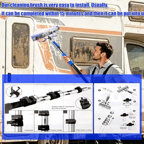 𝐔𝐩𝐠𝐫𝐚𝐝𝐞 Solar Panel Cleaning Kit, 20FT Extension Pole Solar Panel Cleaning Brush, Water Fed Pole Brush with Soap Dispenser, Fit for Solar Panels, Snow Removal, Window etc , 5 Year Warranty