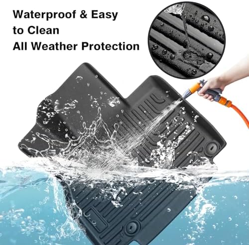 Powerty Floor Mats for 2020-2025 Kia Telluride 7 Seats All Weather 3D TPE Anti-Slip Car Liners for 1st & 2nd & 3rd Row Accessories