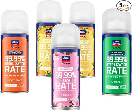 Glodway Whole Car Air Fresher,Odor Eliminator Remover Spray,Strong Freshener With Odour Eliminator Technology,Long-Lasting Scent,6 Ounce(Pack of 5)