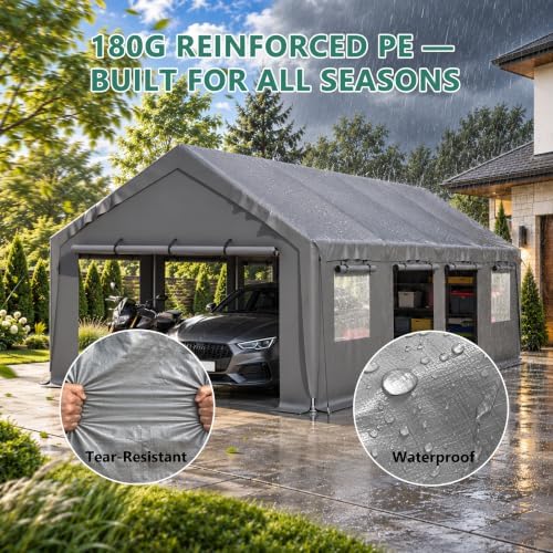 13x25ft Heavy Duty Carport Outdoor Garage Canopy with Weatherproof Shelter