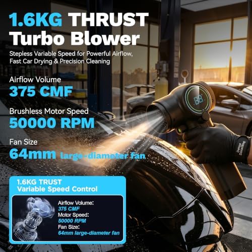 Cordless Leaf Blower with 3 Nozzles, 200KM/H Airspeed 750W Brushless Motor Electric Leaf Blower, 1.6KG Thrust Infinitely Variable Speed, Blowers for Lawn Care, Car Blower for Drying & Snow Removal