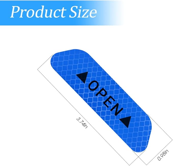 8PCS Reflective Open Warning Stickers for Car Door, Night Visibility Auto Safety Prompt Decals, Anti-Collision Protective Strip Tape, Car Accessories Universal for Truck, SUV, Van (Blue)