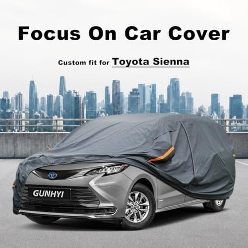 GUNHYI Premium Car Cover Custom Fit Toyota Sienna (1997-2026), 16 Layers Heavy Duty Car Cover Waterproof All Weather with Zipper Door for Sun Rain Snow Dust Uv Protection