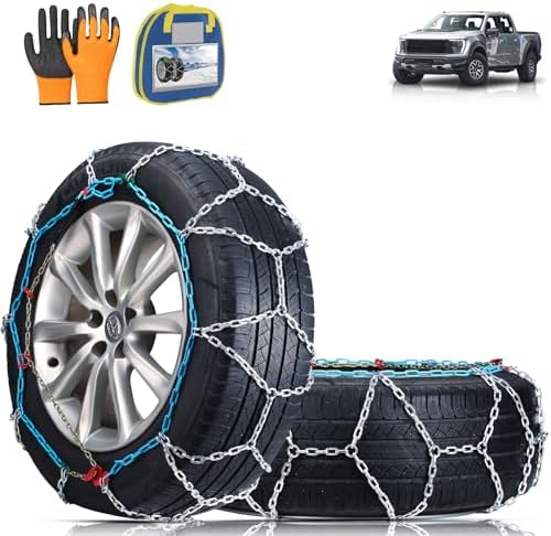 Coco Bird Heavy Duty Snow Chains Tire Chains for Light Truck, SUV & Pickup, Easy Installation, Wear-Resistant Alloy Steel for Superior Traction & Stability, Set of 2（SCRV-270）