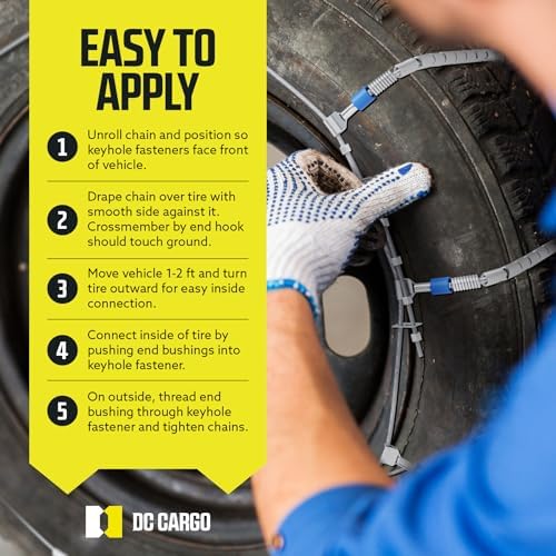 Tire Chain Cables For Snow & Ice, Fits Passenger Cars & Some SUVs, Constructed to Provide Maximum Traction & Grip - Set of 2 (X-Small)