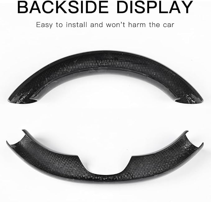 JSWAN Real Carbon Fiber Steering Wheel Cover for Tesla Model 3 2017 to 2023 Model Y 2020 to 2024 Steering Wheel Cover Steering Wheel Wrap Protector Interior Accessories (Forging 2pcs)