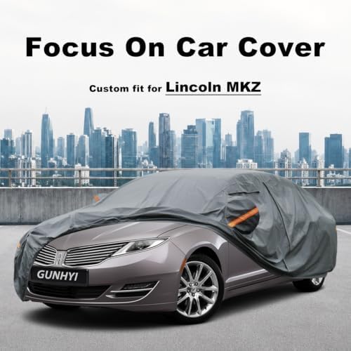 GUNHYI Premium Car Cover Custom Fit Lincoln MKZ, 16 Layers Heavy Duty Car Cover Waterproof All Weather with Zipper Door for Sun Rain Snow Dust Uv Protection