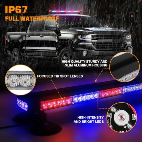XRIDONSEN 37" 104 LED Roof Strobe Light Bar Top Magnetic lights