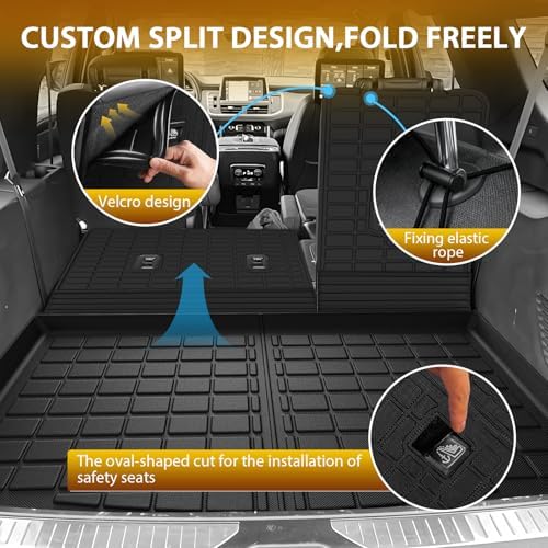 Powerty Floor Mats for 2021-2025 2026 Chevrolet Chevy Tahoe/GMC Yukon 7 Passenger Car Mats (Not for Yukon XL), All Weather 3D TPE Trunk Cargo Liner Seat Back Covers Protectors Full Set Car Accessories