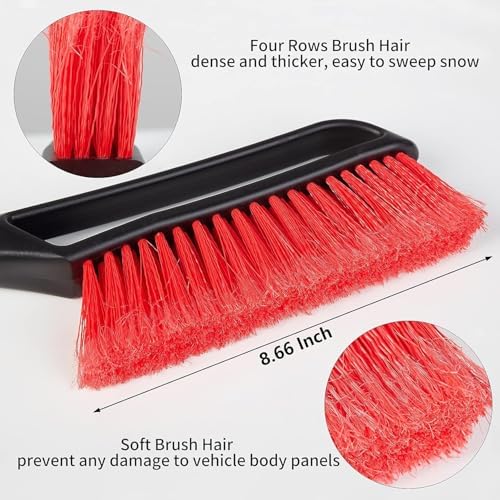 FOVAL 27" Snow Brush with Wider Ice Scraper (4.73" Width), Snow Removal Tool Car Brush with Ergonomic Comfortable Foam Grip for Cars, Trucks, SUVs, Windshield (Heavy Duty ABS, PVC Brush)