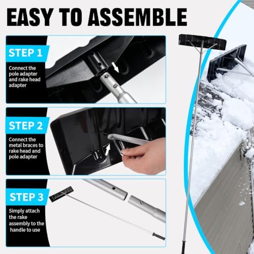 Outvita 20FT 25" Wide Extendable Aluminum Snow Roof Rake, PC Black