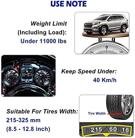 Snow Chains, 215-315mm Universal Tire Chains for Car, SUV, RV, Pickup Trucks, Adjustable Emergency Anti-Skid Thickening Tire Traction Chain (6 Packs)