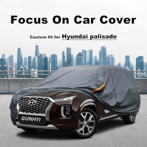 GUNHYI Premium Car Cover Custom Fit Hyundai Palisade, 16 Layers Heavy Duty Car Cover Waterproof All Weather with Zipper Door for Sun Rain Snow Dust Uv Protection