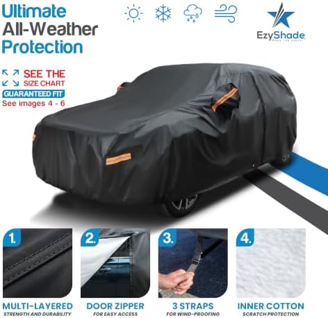 EzyShade SUV Car Cover Waterproof All Weather. See Size-Chart. Black S2