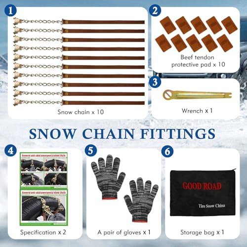 10pcs 175-285mm Anti Slip Tire Snow Chains