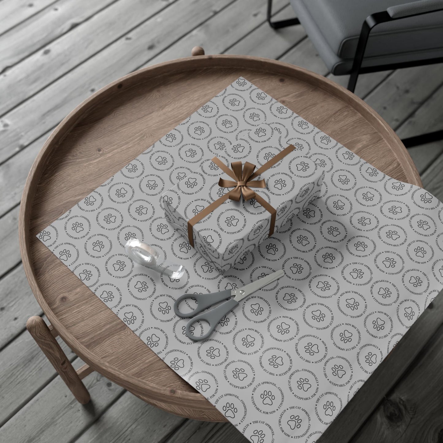 The Cat Approves Gift Wrap Paper (Cat-Themed Humor)