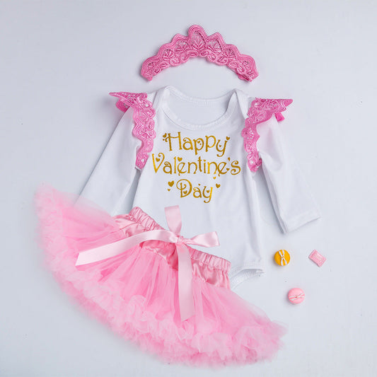 Cross-border baby children's holiday crown romper