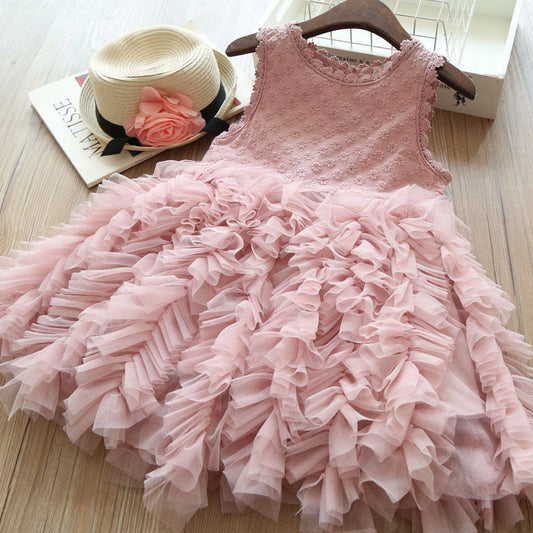 Fashion Girl's Multi-layer Net Yarn Girl Dress Cake Skirt