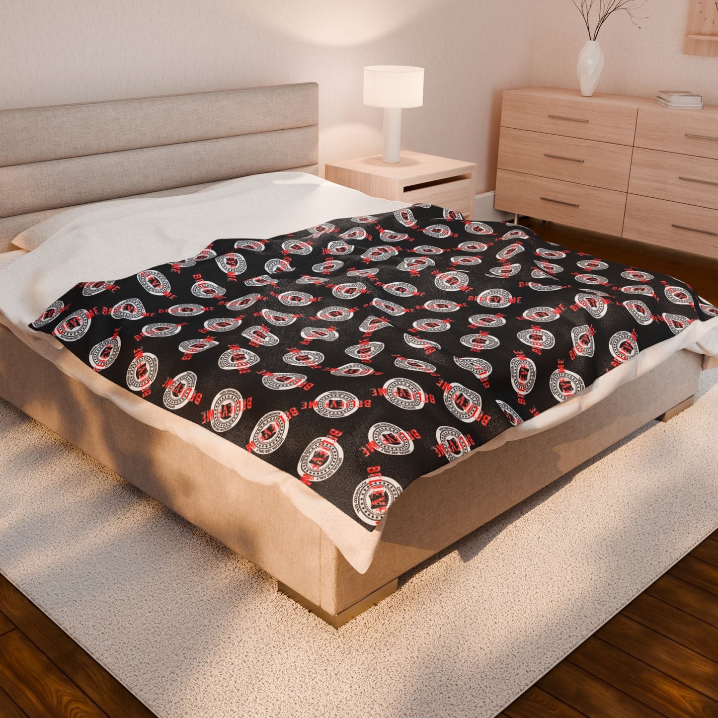 “Believe Me” Official Seal Velveteen Blanket – Political Parody Throw