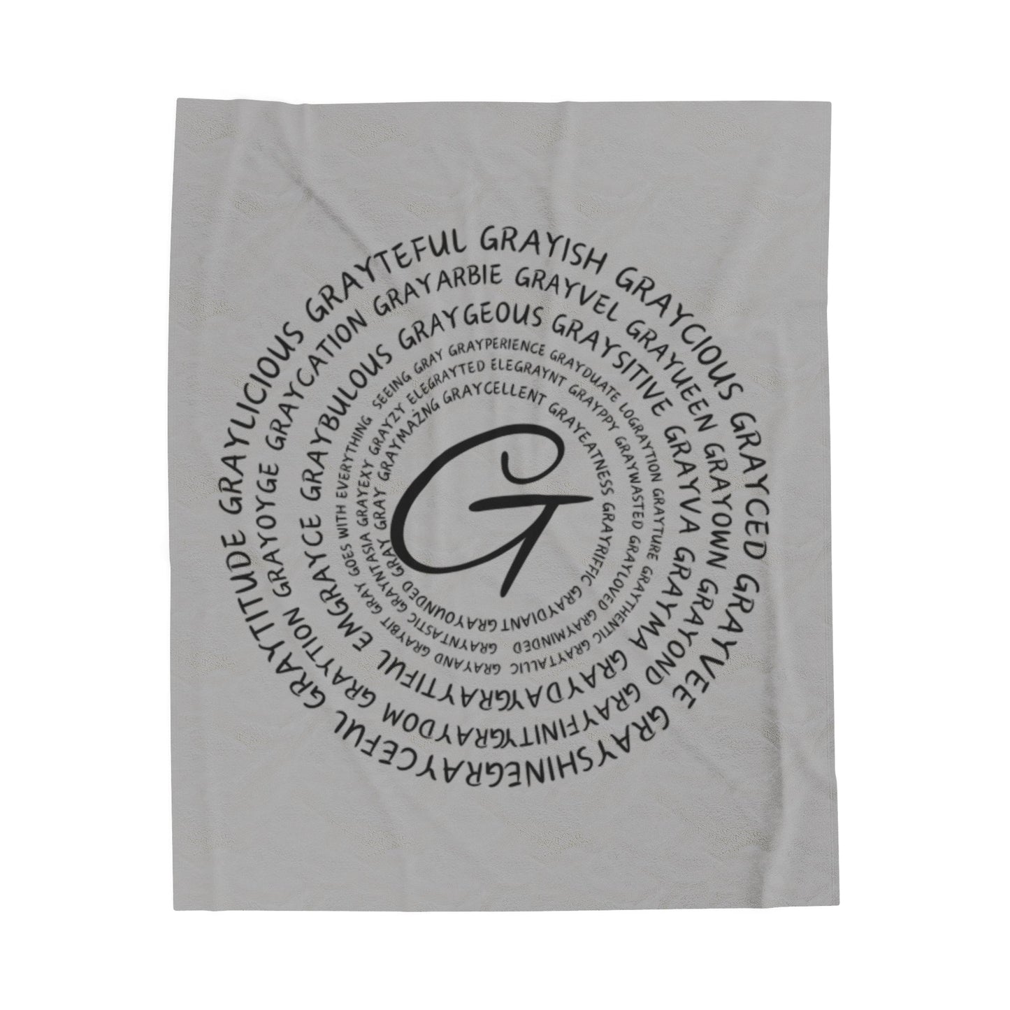 Velveteen Plush Blanket Grayceful signature