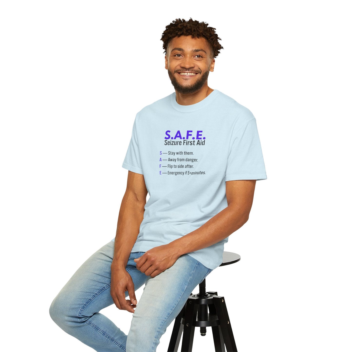 S.A.F.E. Seizure First Aid T-Shirt – Epilepsy Awareness Education Tee