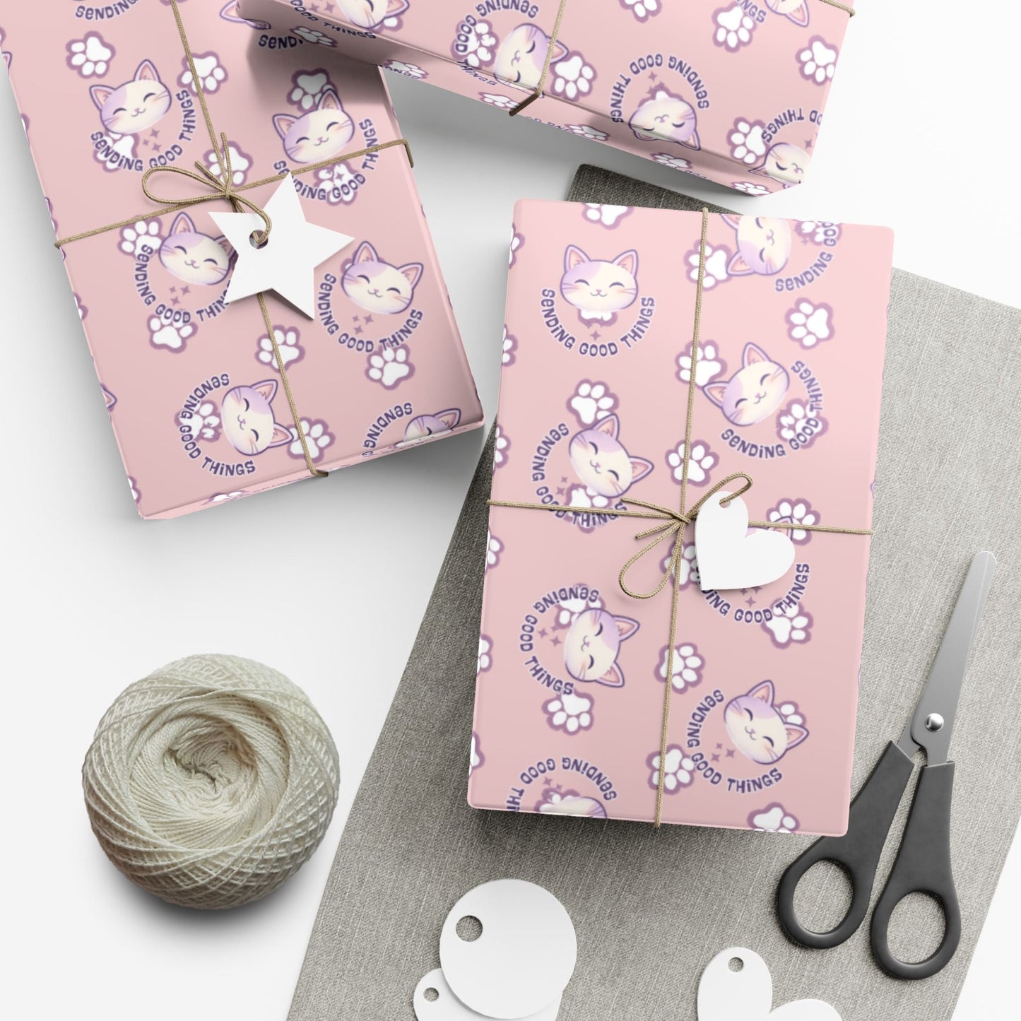 Smiling Cat Pattern Gift Wrap | All-Purpose Wrapping Paper