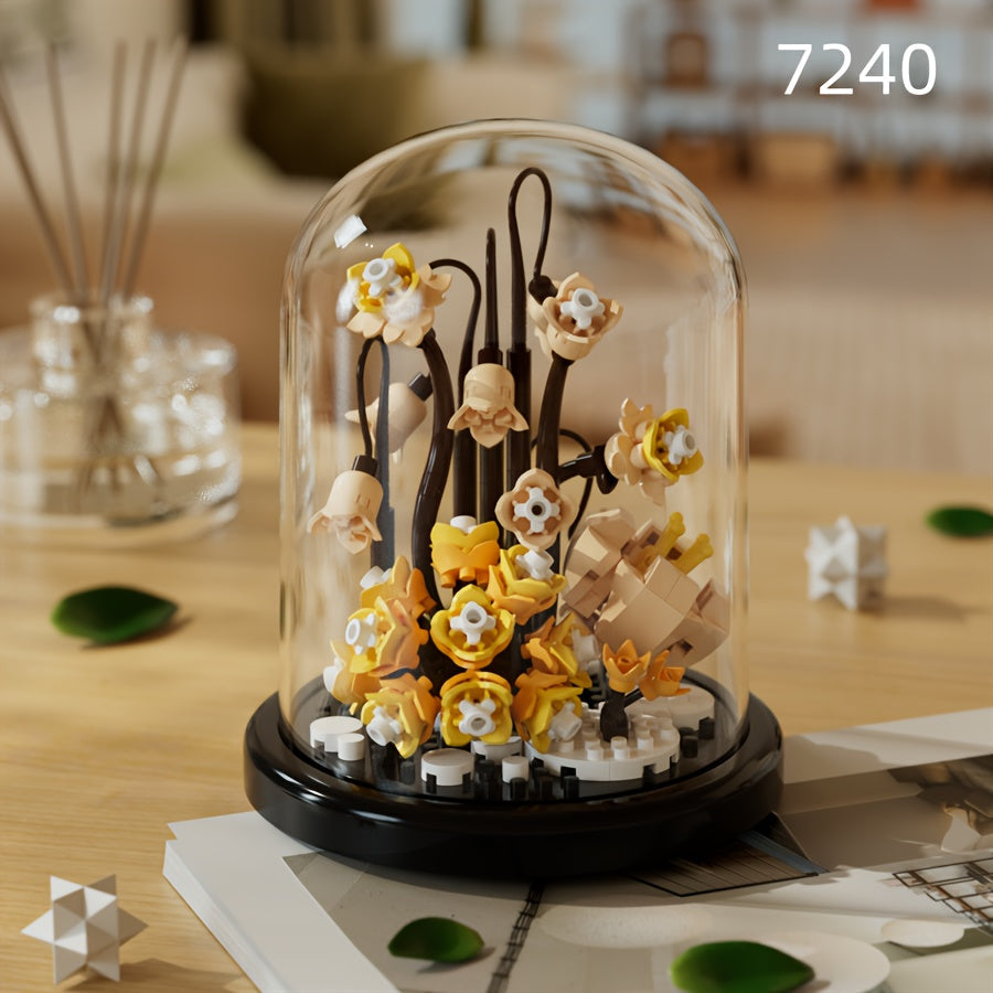 DIY Flower Building Blocks Set - Romantic Proposal Decor, Desktop Ornament & Puzzle Toy, Perfect Birthday Gift Ramadan Mubarak