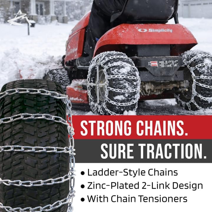 The ROP Shop Pair of 2 Link Tire Chains & Tensioners 26x10x12