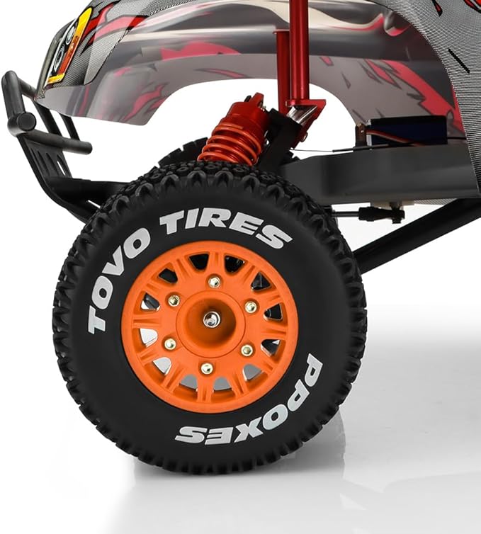 GLOBACT 12mm/14mm Hex RC Wheels and Tires 1/10 RC Truck Tires for Arrma Senton Fury Slash Axial Losi Redcat Rc4wd Hex Detachable Replacement (Orange 4PCS)