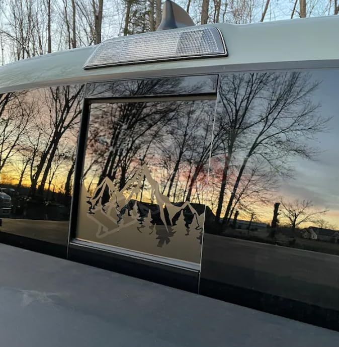 Xinghe for Dodge Ram 2009 to 2024, American Flag Decals Stickers for Truck Back Middle Window, Matte Black USA Flag Decal for Truck Back Sliding Window (Matte Black Mountain)