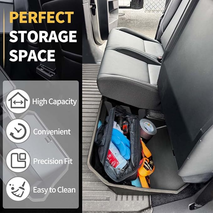 MAXDOM Underseat Storage Fit for 2024-2025 Tesla Cybertruck Rear Under Seat Organizer Box (Black, For Cybertruck)