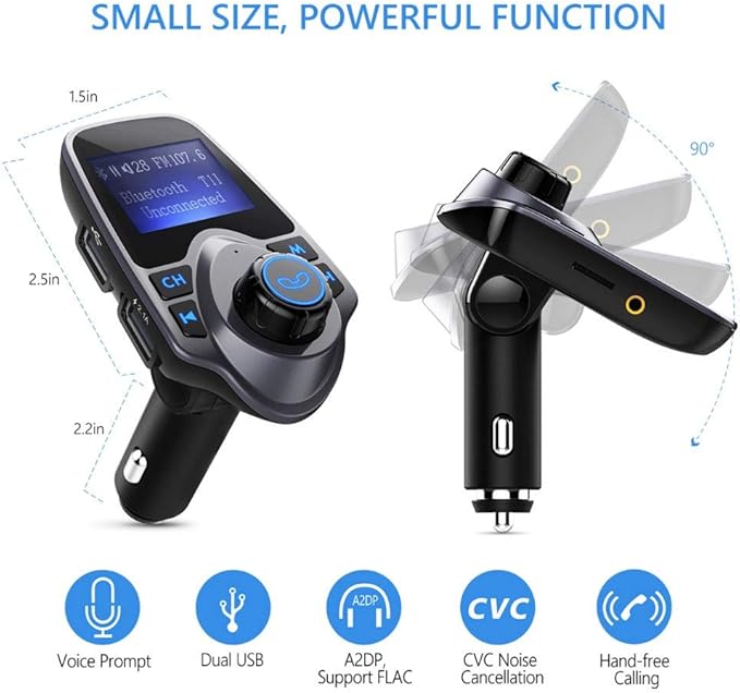 T11 Wireless Bluetooth FM Transmitter Handsfree Car Kit MP3 Player Wireless Bluetooth Adapter with Dual USB Port Car Kit