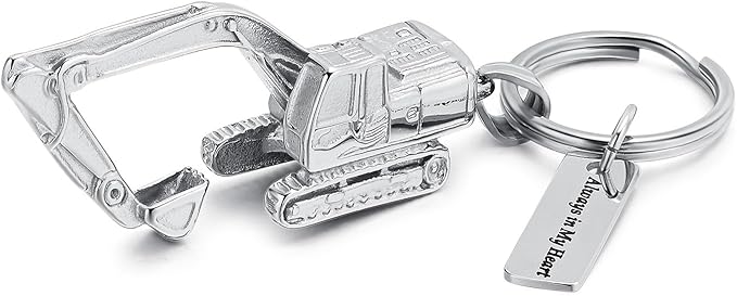 Imrsanl Truck/Excavator Urn Keychain for Ashes for Men Cremation Jewelry Urn Key Chain for Ashes Pendant Key Ring for Human