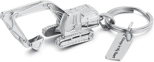 Imrsanl Truck/Excavator Urn Keychain for Ashes for Men Cremation Jewelry Urn Key Chain for Ashes Pendant Key Ring for Human