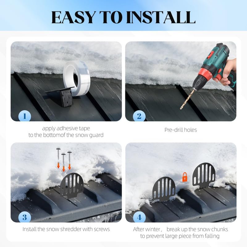 26-Pack Metal Roof Snow Guards, Prevent Ice Accumulation，Standing Seam Snow Stops with Seal Gaskets & Screws，Secure for Metal Roofs，Crush Ice，Easy Install with Seal Gaskets