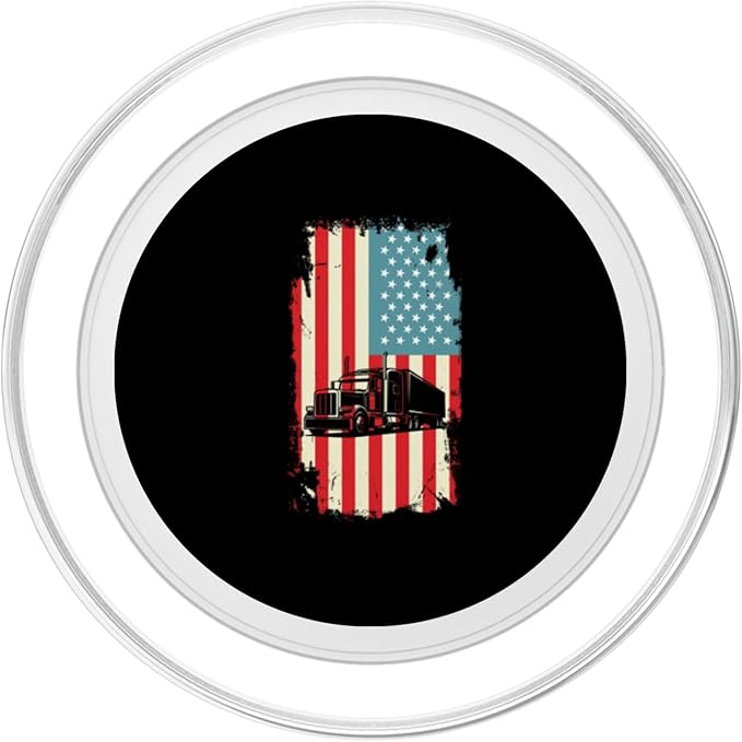 American Flag Trucker Semi Trailer 18 Wheeler Truck Driver PopSockets PopGrip for MagSafe