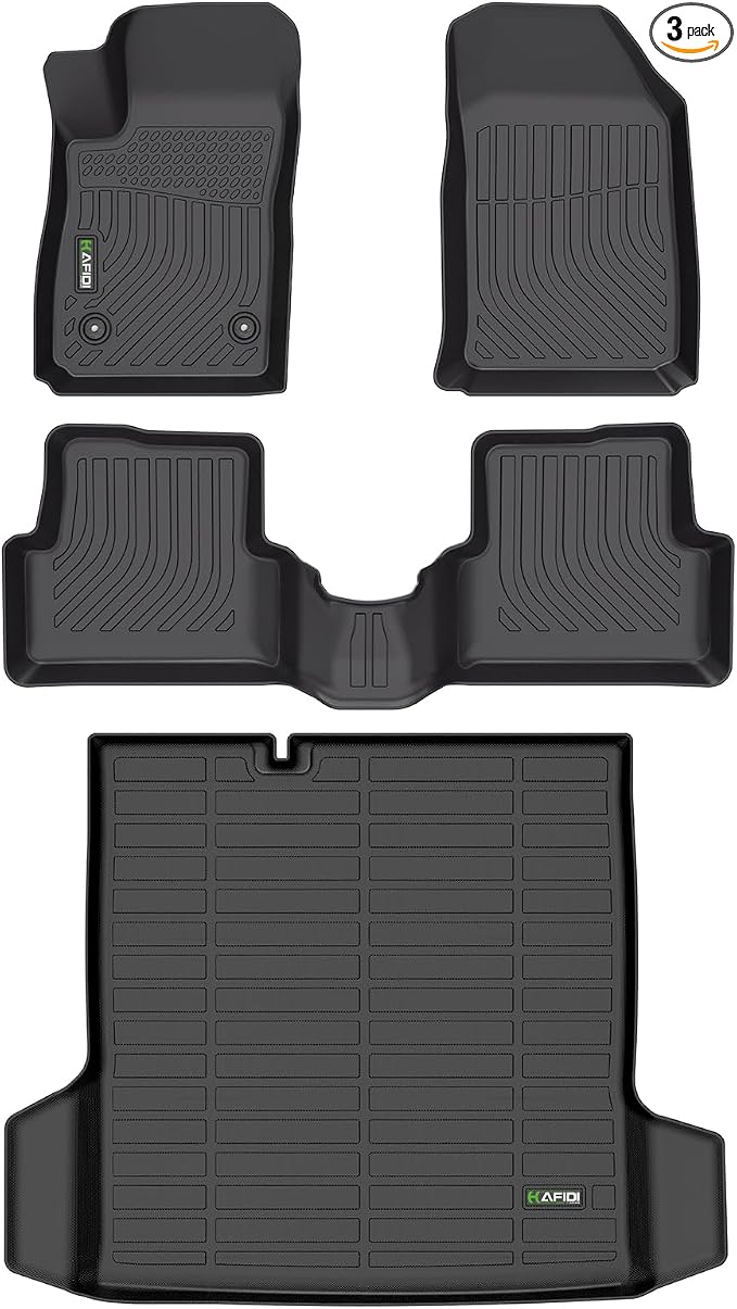 HAFIDI® Floor Mats & Cargo Liner Set Fit for Chevy/Chevrolet Sonic 2012-2020 (Not Fit Hatchback) All Weather TPE Anti-Slip Car Full Set Floor Liners Custom Accessories - Black