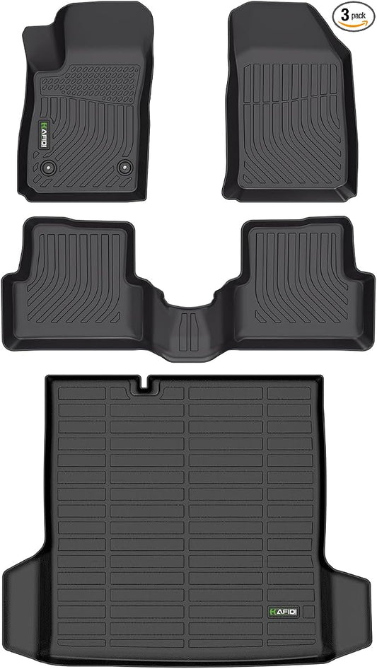 HAFIDI® Floor Mats & Cargo Liner Set Fit for Chevy/Chevrolet Sonic 2012-2020 (Not Fit Hatchback) All Weather TPE Anti-Slip Car Full Set Floor Liners Custom Accessories - Black